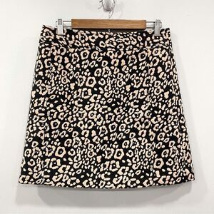 LOFT 8 Brown Animal Print Mini A-Line Skirt Pocket Y2K 90s Grunge Rockstar Retro